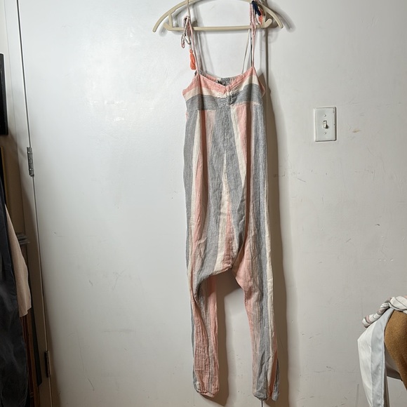 ASOS DESIGN Beach Hareem Jumpsuit In Pastel Stripe With Tassel Ties - Picture 5 of 10